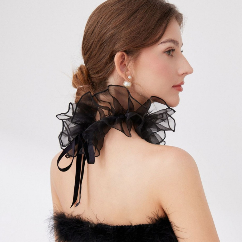 Органза фалшива яка за жени, полиестерна материя, подплата полиестер, обиколка 41 см, ширина 11 см