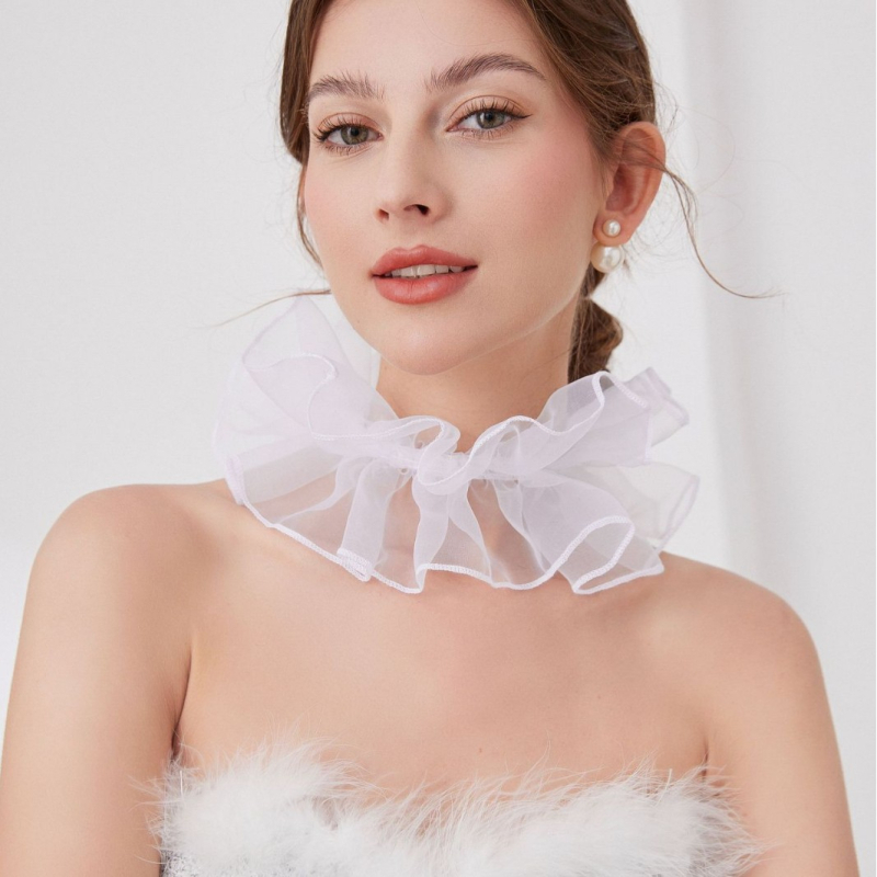 Органза фалшива яка за жени, полиестерна материя, подплата полиестер, обиколка 41 см, ширина 11 см