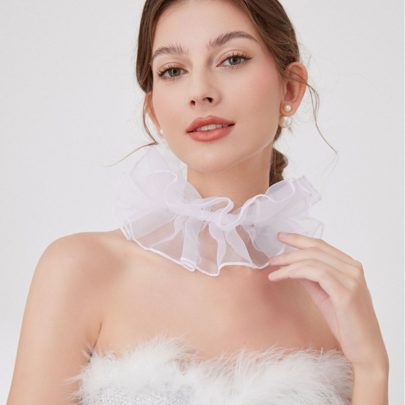 Органза фалшива яка за жени, полиестерна материя, подплата полиестер, обиколка 41 см, ширина 11 см