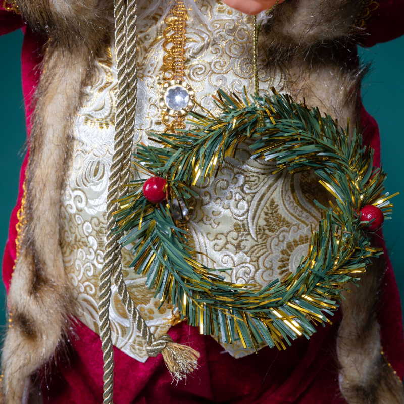 Xinte Mikulás-figura dekoráció, textil anyag, stílus karikatúra/klasszikus/modern minimalizmus, fél-mechanikus és fél kézi feldolgozás