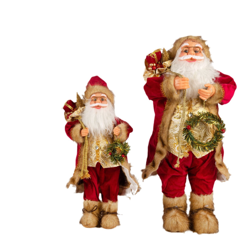 Xinte Mikulás-figura dekoráció, textil anyag, stílus karikatúra/klasszikus/modern minimalizmus, fél-mechanikus és fél kézi feldolgozás