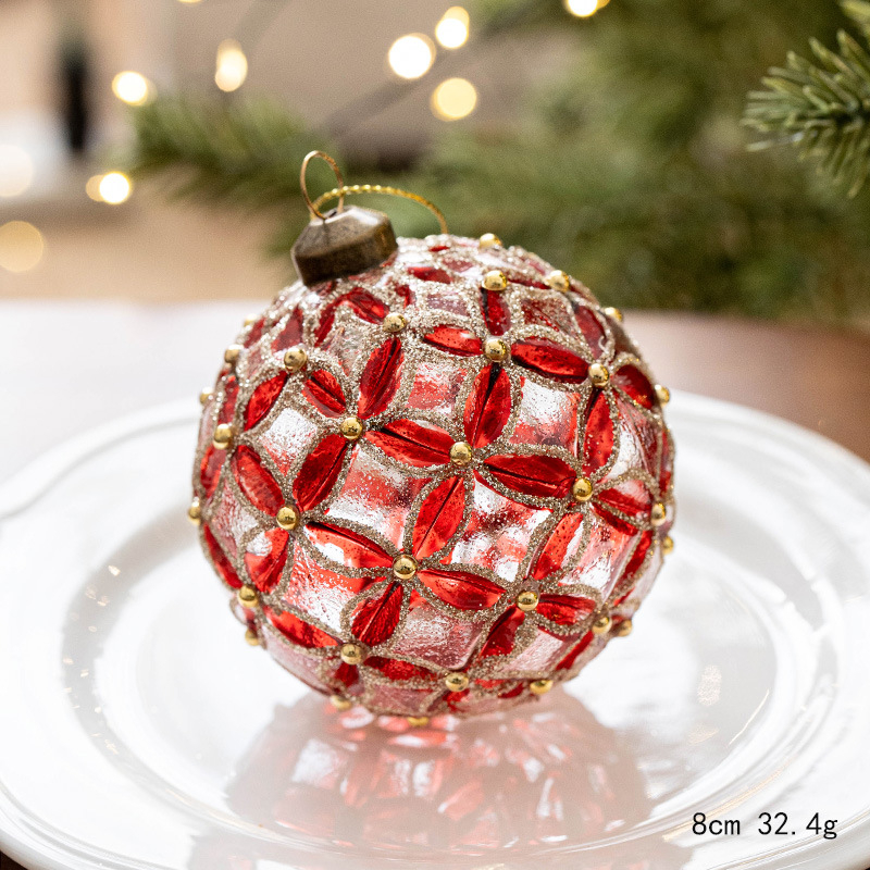 Kalėdinė stiklo kamuolys dekoracija - šiuolaikinis minimalistinis stilius, stiklo medžiaga, pusiau rankinis ir pusiau mechaninis gaminimas, prekės kodas Blq07