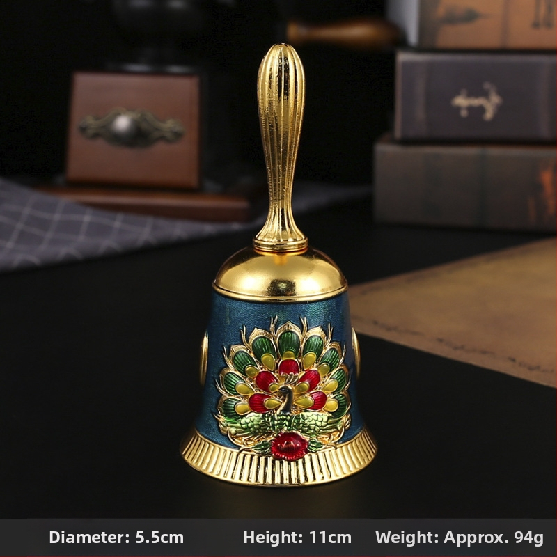 Κουδούνι χειρός από κράμα – vintage μεταλλικό κουδούνι για τάξη, σερβίρισμα φαγητού και πρώιμη εκπαίδευση; συσκευασία σε χαρτονένιο κουτί.