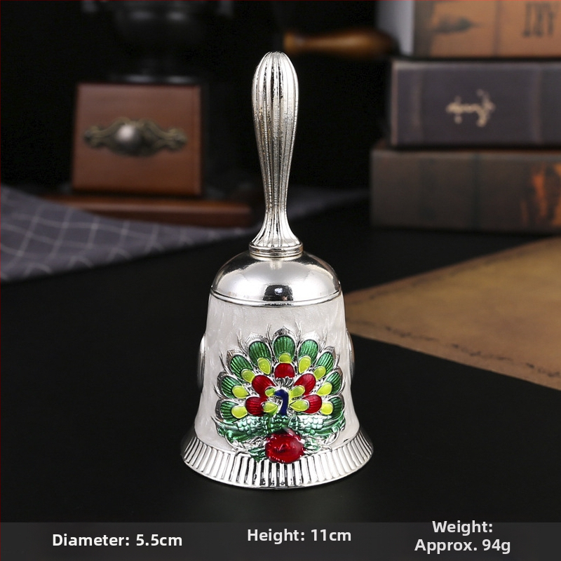 Κουδούνι χειρός από κράμα – vintage μεταλλικό κουδούνι για τάξη, σερβίρισμα φαγητού και πρώιμη εκπαίδευση; συσκευασία σε χαρτονένιο κουτί.