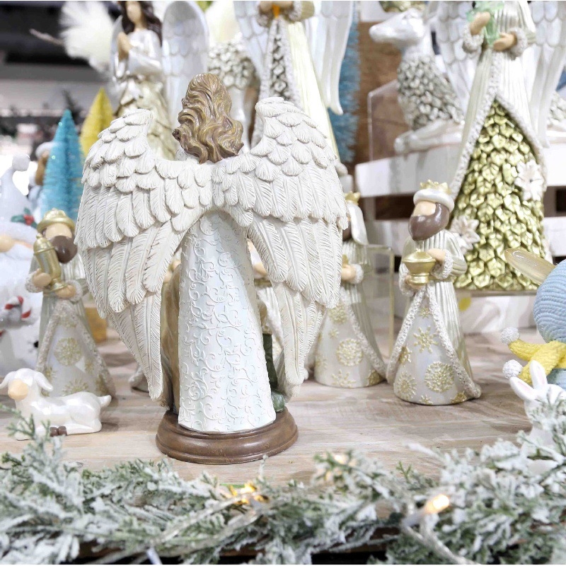 Asztali relief dísz – angyal szárnyakkal, európai stílusú gyanta figurka, ajándékba kész