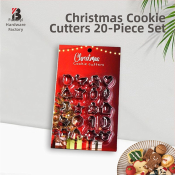 20gab. cepumu formuļu komplekts ar mini dārzeņu griezējiem, daudzfunkcionālas nesimetiskas formas, nerūsējošais tērauds 430, Ziemassvētku cepšanas rīks