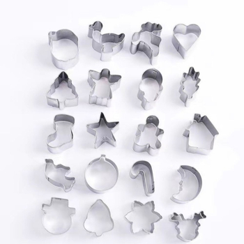 20gab. cepumu formuļu komplekts ar mini dārzeņu griezējiem, daudzfunkcionālas nesimetiskas formas, nerūsējošais tērauds 430, Ziemassvētku cepšanas rīks