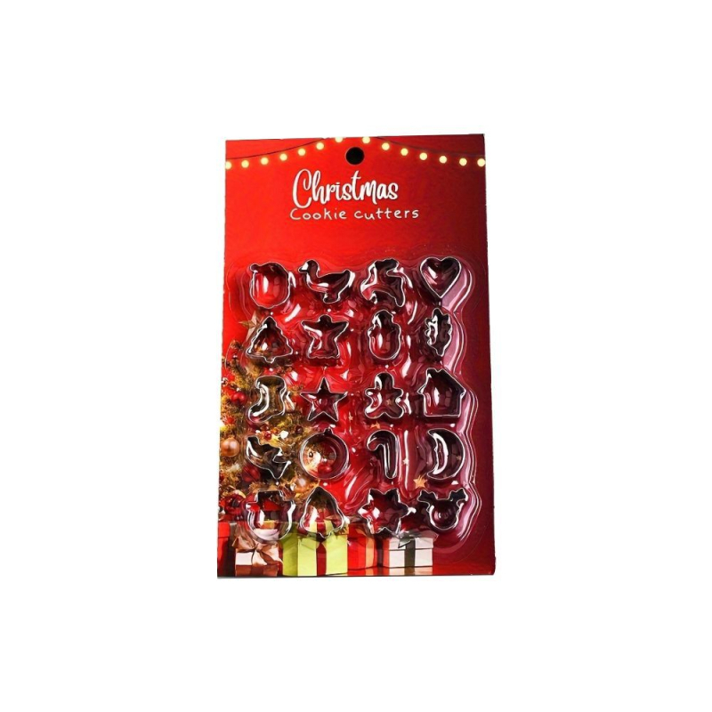 20gab. cepumu formuļu komplekts ar mini dārzeņu griezējiem, daudzfunkcionālas nesimetiskas formas, nerūsējošais tērauds 430, Ziemassvētku cepšanas rīks