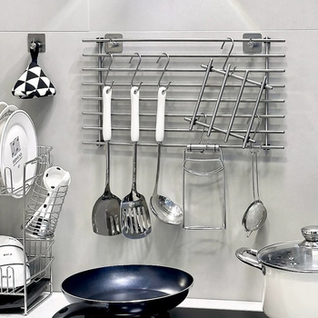 Nerūdijančio plieno virtuvės puodų kilimėlis ir laikiklis su izoliacija, šiuolaikinis minimalistinis dizainas, pakabinimo funkcija, privačios žymėjimo ir pritaikymo galimybės