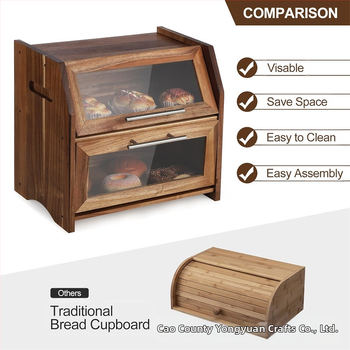 Ξύλινο κουτί για ψωμί με καπάκι, διπλό επίπεδο, αποθήκευση από μασίβ ξύλο, μοντέρνο μινιμαλιστικό στυλ