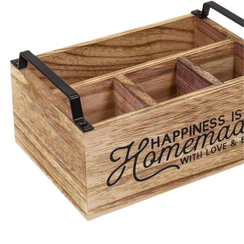 Fából készült evőeszköz-tároló doboz (természetes fa; ezüstös gravírozás; modell: Fa doboz; márka: Wohemu)