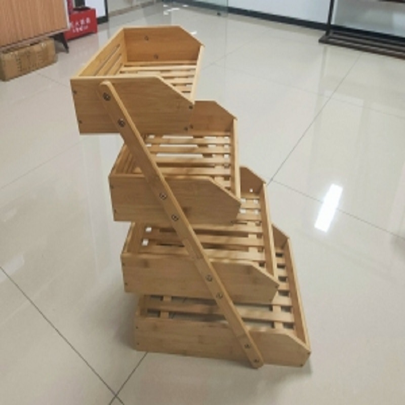 Bambusinė trilypė vaisių krepšelis su nusausinimo lenta, sulankstomas virtuvės saugojimo stovas NZ317