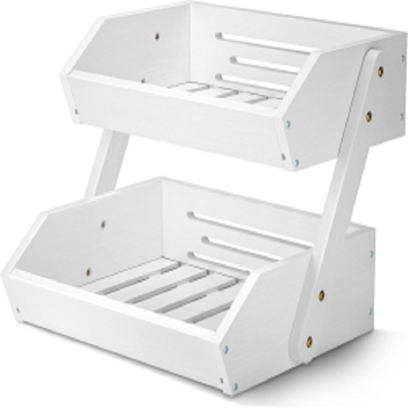 Bambusinė trilypė vaisių krepšelis su nusausinimo lenta, sulankstomas virtuvės saugojimo stovas NZ317