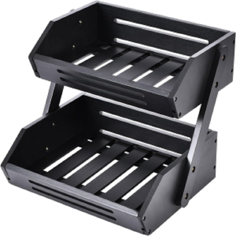 Bambusinė trilypė vaisių krepšelis su nusausinimo lenta, sulankstomas virtuvės saugojimo stovas NZ317