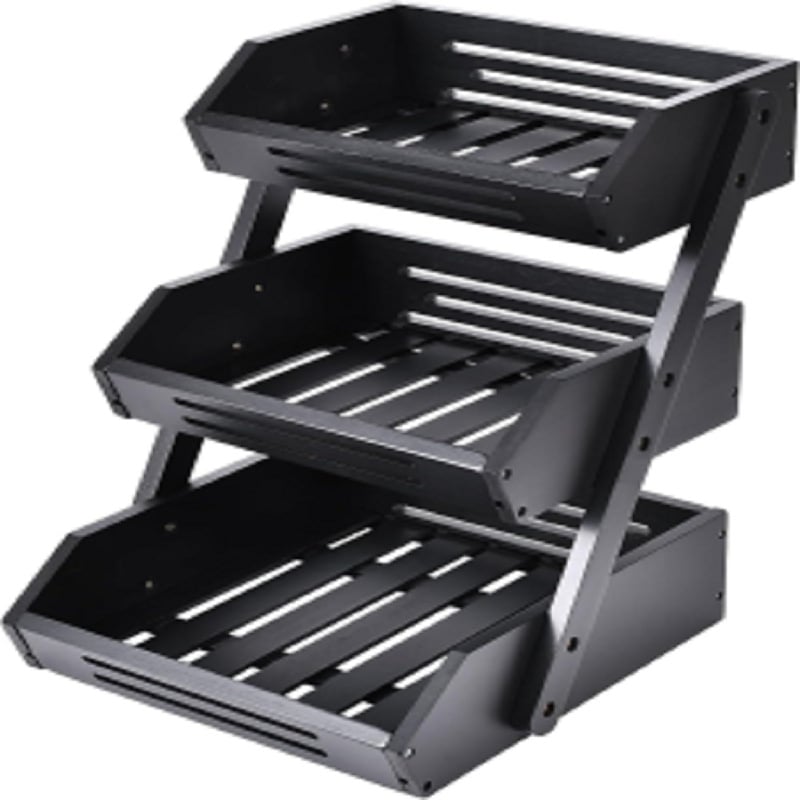 Bambusinė trilypė vaisių krepšelis su nusausinimo lenta, sulankstomas virtuvės saugojimo stovas NZ317