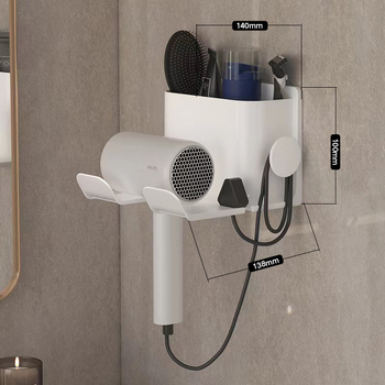 Sieninis plaukų džiovintuvo laikiklis su sandėliavimo lentyna (Medžiaga: Plastikas; Prekės ženklas: Kitas; Stilius: Šiuolaikinis paprastumas; Paviršiaus apdorojimas: Nėra; Sertifikacija: Nėra)