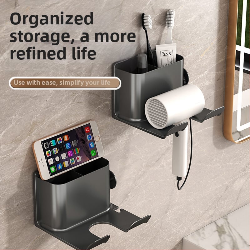 Sieninis plaukų džiovintuvo laikiklis su sandėliavimo lentyna (Medžiaga: Plastikas; Prekės ženklas: Kitas; Stilius: Šiuolaikinis paprastumas; Paviršiaus apdorojimas: Nėra; Sertifikacija: Nėra)