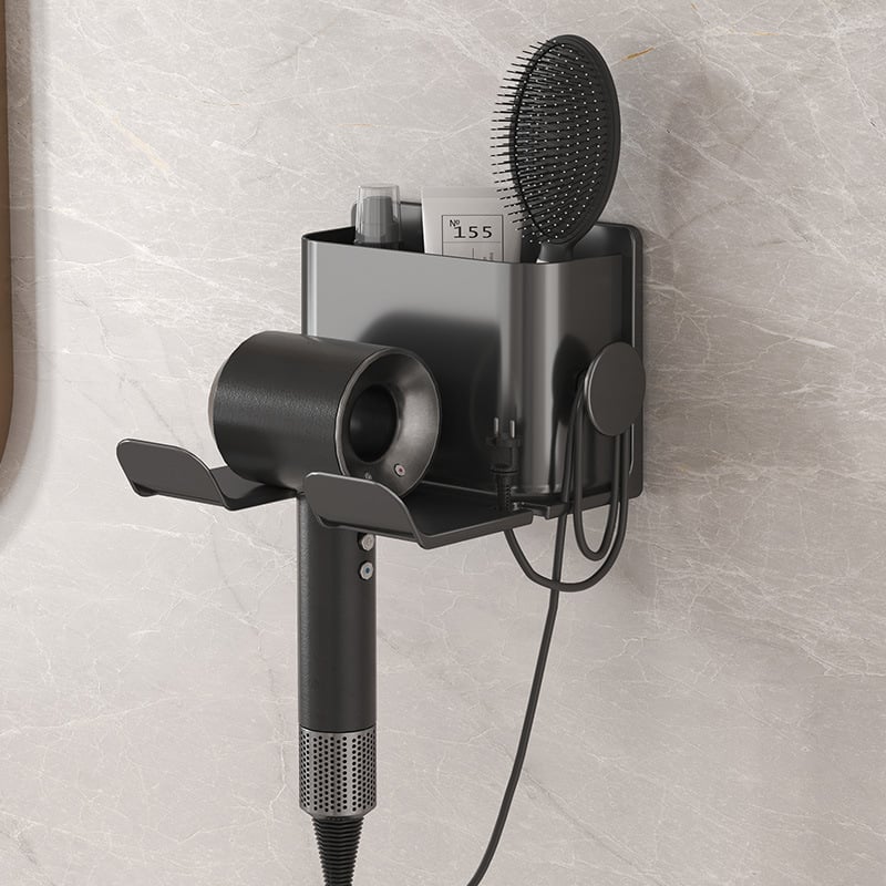 Sieninis plaukų džiovintuvo laikiklis su sandėliavimo lentyna (Medžiaga: Plastikas; Prekės ženklas: Kitas; Stilius: Šiuolaikinis paprastumas; Paviršiaus apdorojimas: Nėra; Sertifikacija: Nėra)