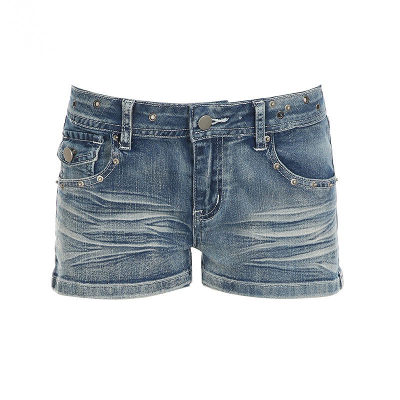 Τζιν σορτς με χαμηλή μέση, Slim-Fit, Α-γραμμή, μήκος 3/4, ελαφριά ελαστικότητα