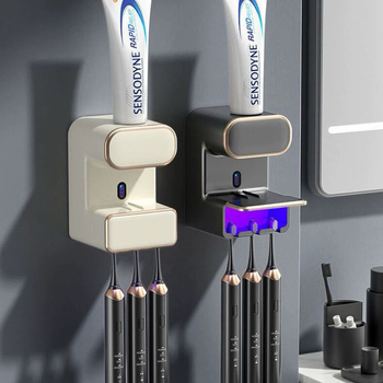 Automatinis dantų pastos išspaudėjas su UV sterilizacija ir dantų šepetėlių laikikliu, 2024 m. modelis RA-958, vaikams ir suaugusiems
