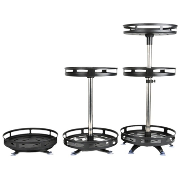 Daudzslāņu rotējošs garšvielu statīvs un virtuves uzglabāšanas plaukts darba virsmas stūrī – bez uzstādīšanas, oglekļa tērauds, mūsdienīgs minimālisma stil, 2023. gada izlaišana