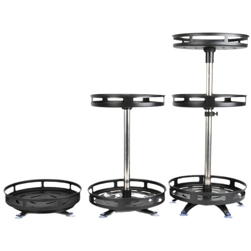 Daudzslāņu rotējošs garšvielu statīvs un virtuves uzglabāšanas plaukts darba virsmas stūrī – bez uzstādīšanas, oglekļa tērauds, mūsdienīgs minimālisma stil, 2023. gada izlaišana