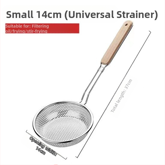 Nerūdijančio plieno aliejinė grotelė su medine rankena – neslidžia, atspari nudegimams, sietas koldūnams ir makaronams