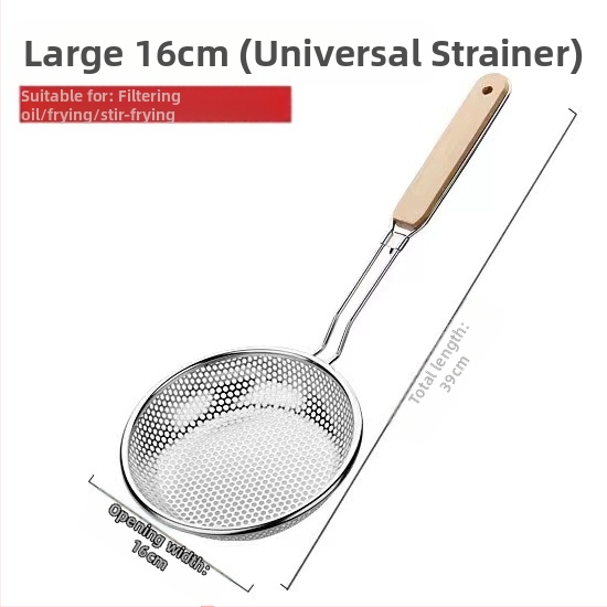 Nerūdijančio plieno aliejinė grotelė su medine rankena – neslidžia, atspari nudegimams, sietas koldūnams ir makaronams