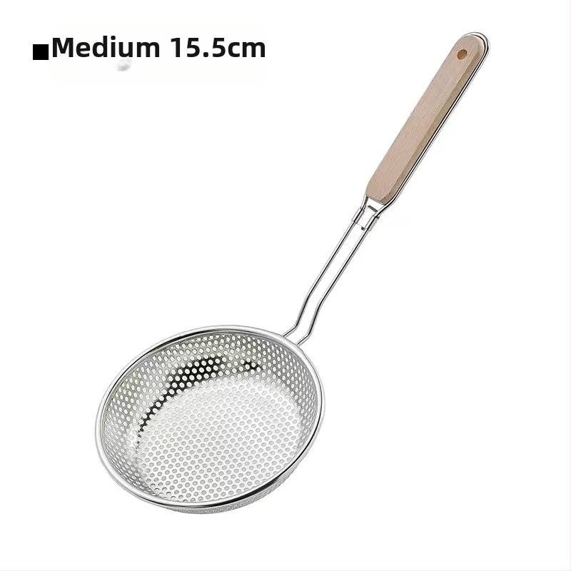 Цедка за масло от неръждаема стомана с дървена дръжка - антиплъзгане, антиизгаряне, за кнедли и спагети