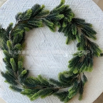 Ghirlandă artificială de viță de pin, din plastic, cu turnare prin injecție, potrivită pentru nunți, utilizare în aer liber, recuzită de fotografie și decor de casă