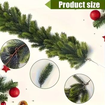 Изкуствена гирлянда от иглолистна лоза, пластмасова, инжекционно формована конструкция, подходяща за сватби, външни условия, фотосесии и домашна декорация