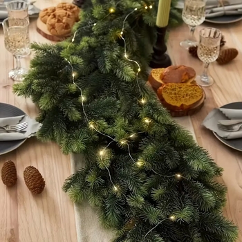 Изкуствена гирлянда от иглолистна лоза, пластмасова, инжекционно формована конструкция, подходяща за сватби, външни условия, фотосесии и домашна декорация