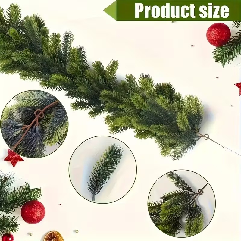 Ghirlandă artificială de viță de pin, din plastic, cu turnare prin injecție, potrivită pentru nunți, utilizare în aer liber, recuzită de fotografie și decor de casă