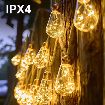Соларна LED нишка от медна тел за външен двор – IP65 водоустойчива, 0.6W LED, входно напрежение ≤36V, дистанционно/бутонно управление