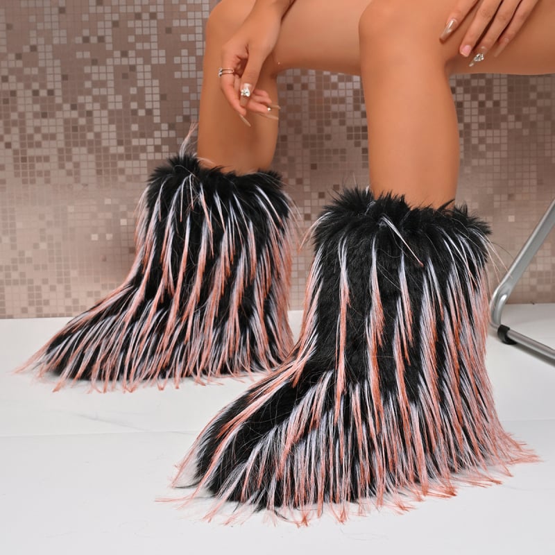 Siltas slip-on sniega zābaki ar kokvilnas augšdaļu, gumijas zole, vidēja augstuma kājas daļa, platformas papēdis