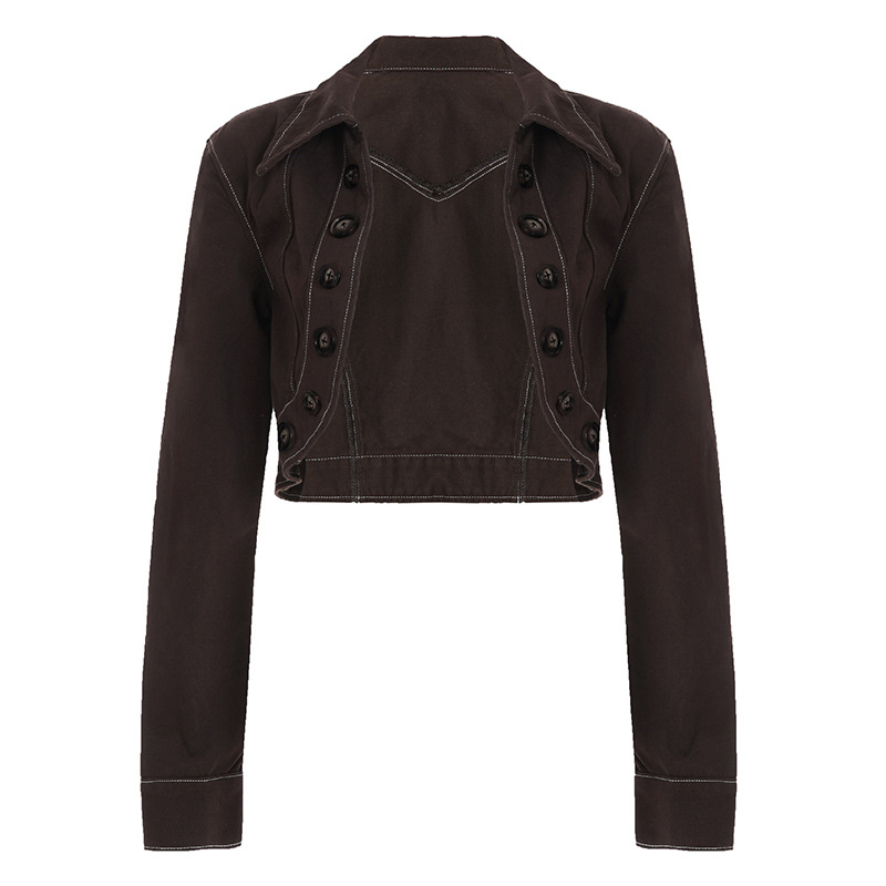 Džinsinė striukė – Slim fit, ilgos rankovės, Turn-Down apykaklė, poliester TMGT40557