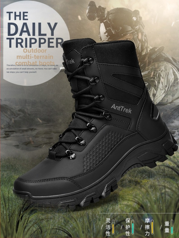 Ανδρικά ψηλά τακτικά μποτάκια για υπαίθριες πεζοπορίες και ορειβασία, Oxford ύφασμα