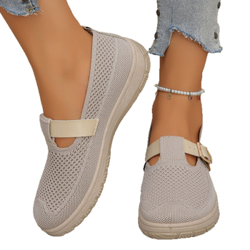 Γυναικεία casual slip-on παπούτσια με Fly Knit άνω μέρος, στρογγυλή μύτη, χαμηλό κολάρο, σόλα από καουτσούκ