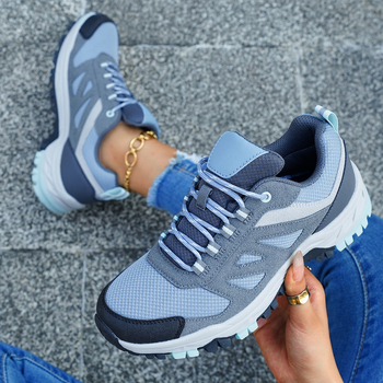 Uniszex túracipő (felsőrész PU + háló; talp: kompozit; zárás: fűzés; belső talp PU; kerek orr)