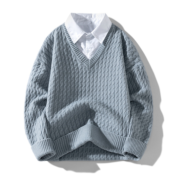 Пуловер трикотаж, корейски стил, свободен силует, кръгло деколте, дълги ръкави