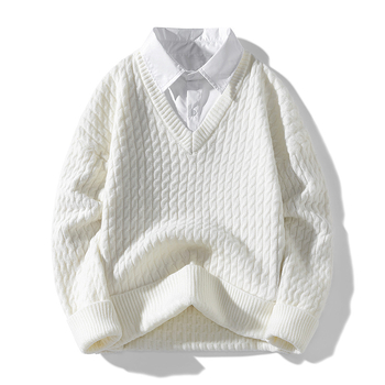 Пуловер трикотаж, корейски стил, свободен силует, кръгло деколте, дълги ръкави