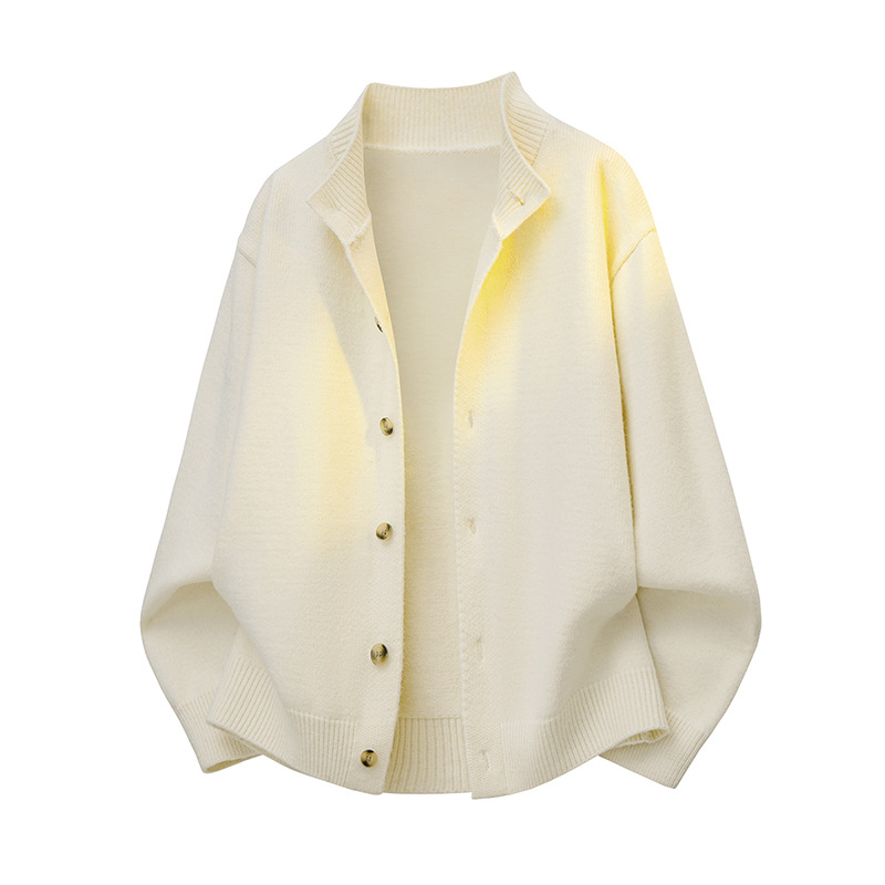 Vyrinis storas megztinis kardiganas, britiško stiliaus, pusaukštas apykaklė, ilgomis rankovėmis, mygtukinis užsegimas