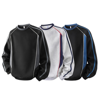 Φούτερ με μοτίβο μπλοκ, στρογγυλή λαιμόκοψη, μακριά μανίκια, χαλαρή γραμμή