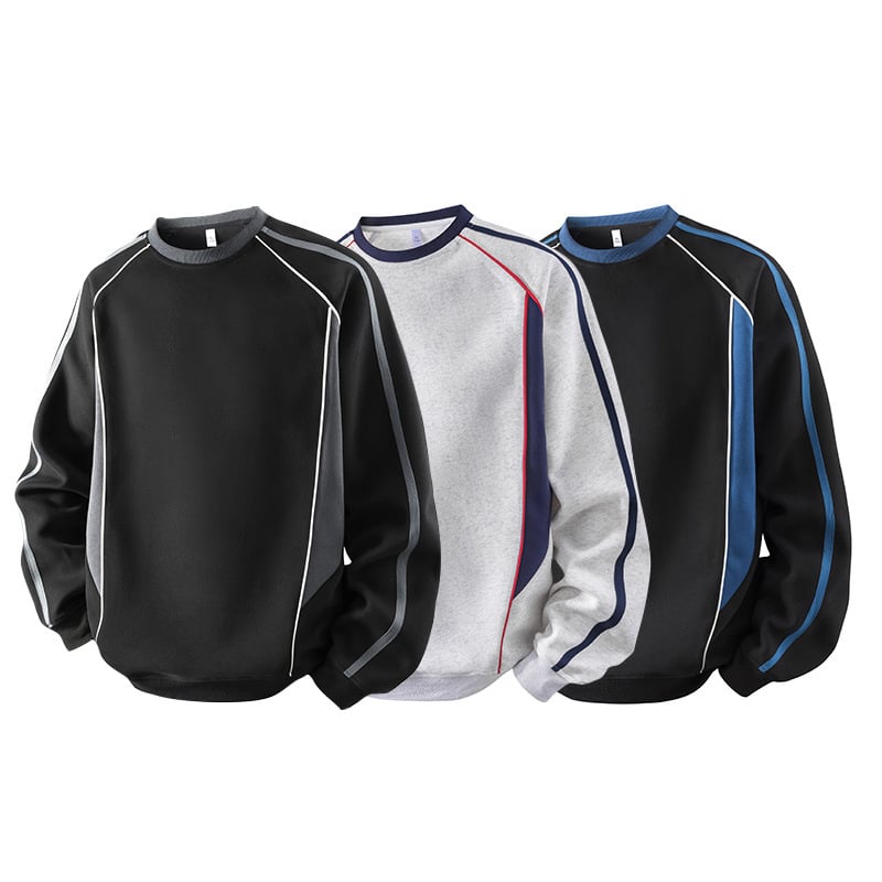 Φούτερ με μοτίβο μπλοκ, στρογγυλή λαιμόκοψη, μακριά μανίκια, χαλαρή γραμμή