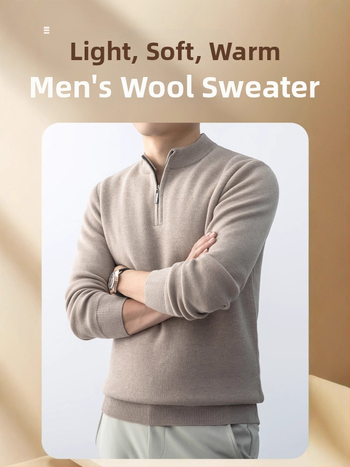 Πλεκτό πουλόβερ σε κορεατικό στυλ, φλίς επένδυση, στάντ κολάρο, μακριά μανίκια