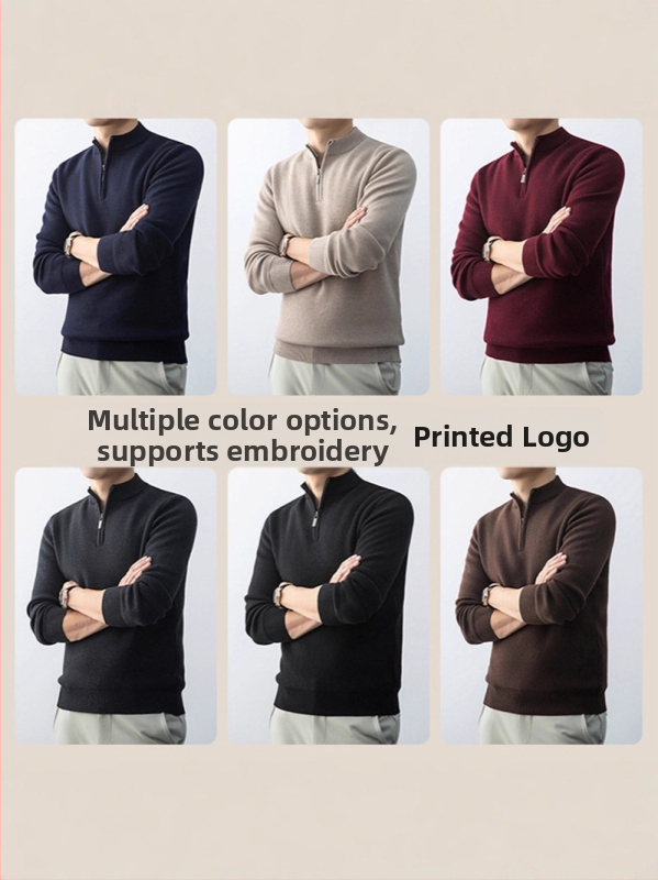 Pletený svet v štýle kórejskom, s fleecovým podšitím, stojatý golier, dlhé rukávy