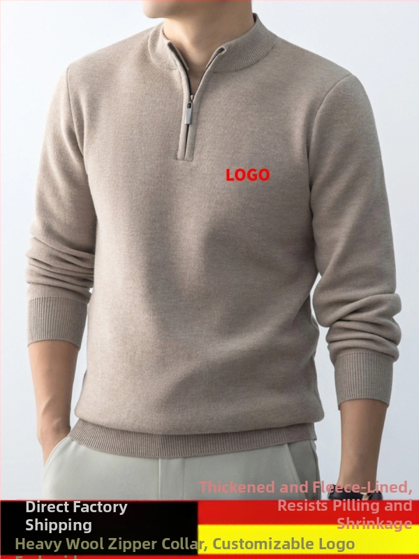 Korėjiečio stiliaus megztinis su fliso vidiniu pamušalu, stovinčiu kaklu, ilgomis rankovėmis