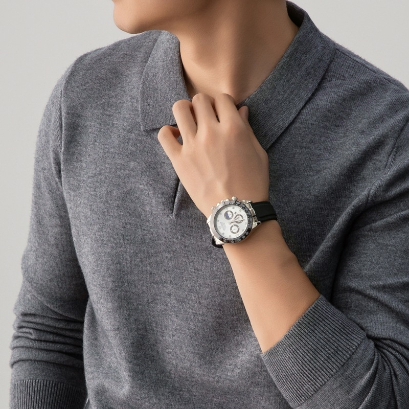 Vyrų polo megztinis su ilgomis rankovėmis, tankus akrilo mišinys audinyje (36% akrilo)