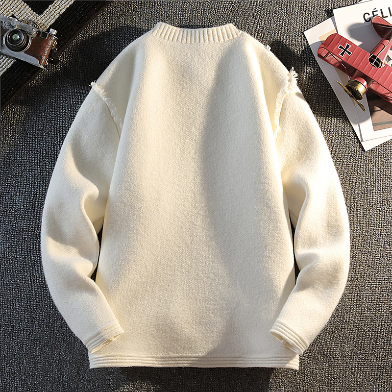 Korejiečio stiliaus storas megztinis kardiganas su dvigubais mygtukais, ilgomis rankovėmis