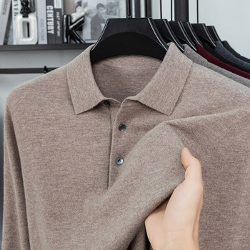 Ανδρικό πουλόβερ από 100% μαλλί, Turn-down γιακάς, παχύς και ζεστός, εφαρμοστή γραμμή